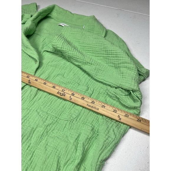 Foxcroft Top Womens 18 Relaxed Aloe Green Gauzy 100% Cotton Button up Shirt - Picture 3 of 6